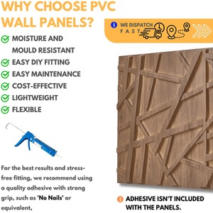 3D Wall Panels (50x50 cm) PVC Cladding Panel in Geometric Line Design by NOVECRAFTO