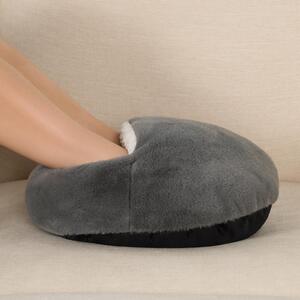 Plush Sherpa Fleece Anti-Slip Microwavable Mono Foot Warmer Slipper - Charcoal by OHS