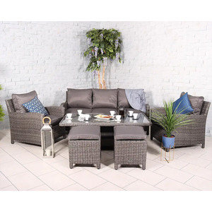Paris 6 Piece Sofa Dining Set - Grey by Royalcraft