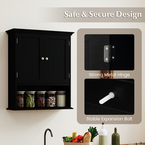 Bathroom Cabinet Wall Mounted Medicine Cabinet - Black by Costway