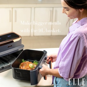 ELLE 9L Dual Air Fryer - Grey & Rose Gold / Triple Air Fryer by GRS