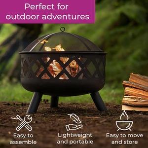 Fire Pit Bowl with Lid Outdoor - Black