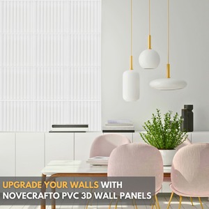 3D Wall Panels (50x50 cm) PVC Cladding Panel in 3D Fluted Line Design by NOVECRAFTO