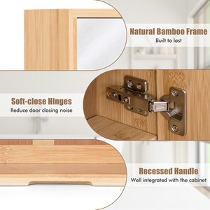 Bamboo Double Door Medicine Cabinet - Natural by Costway