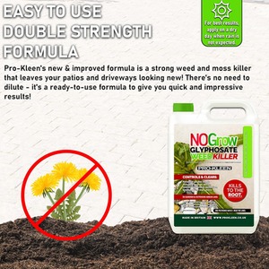 NOGROW WeedKiller 4 Litre Deep Root Killing 7.2g l Glyphosate Weed Killer - Clear / 8L by Pro-Kleen