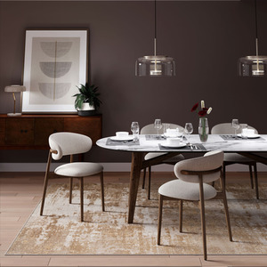 Natural Beige Distressed Abstract Living Area Rug by The Rug House