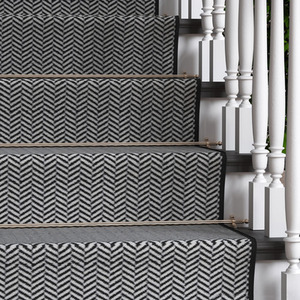 Black White Herringbone Cut To Measure Stair Carpet Runner 60cm Wide by The Rug House