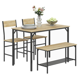 HOMCOM 4 Piece Dining Table and Chairs Set with 2 Chairs Bench by HOMCOM