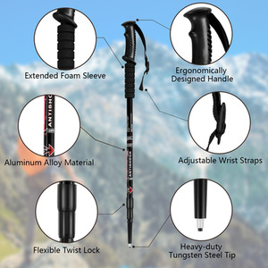 Adjustable Hiking Trekking Pole - Black by Costway