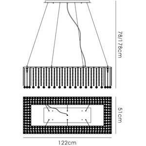 Empire Rectangular Ceiling Pendant Chandelier, 1G9, Polished Chrome, Crystal - Polished Chrome