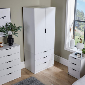 Home Source Phoenix 2 Door 3 Drawer Wardrobe Storage Unit - White by Home Source