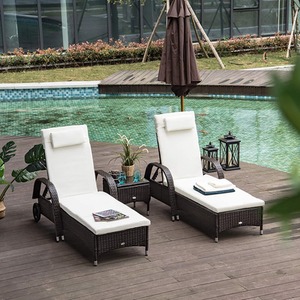 Outsunny Wicker Rattan Sun Lounger Set - Brown by Outsunny