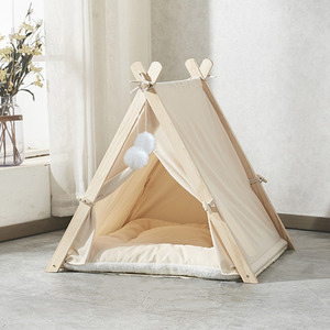 Comfy Pet Tent with Cushion Bed for Pets - Beige by Livingandhome