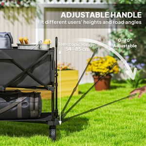 Outsunny Double Decker Folding Trolley Cart with 200KG Capacity - Black by Outsunny