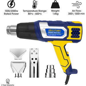 2000W Variable Temp Control Hot Air Gun - Yellow by Skotek