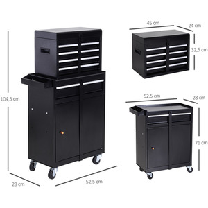 DURHAND 2 in 1 Metal Tool Cabinet Storage Box - Black by DURHAND