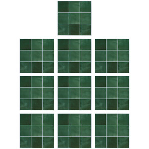 Livingandhome 10-Piece Grid Design Stick-On Wall Tiles - Light Green by Livingandhome