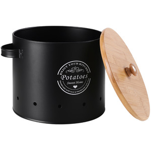 Kitchen Potato Onion Garlic Storage Bin Set with Peeler - Black by Livingandhome