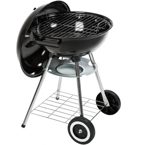 Galvanized BBQ Kettle Grill With Wheels - Black by tectake