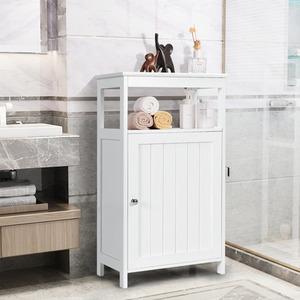 Bathroom Single Door Floor Cabinet - White by Costway