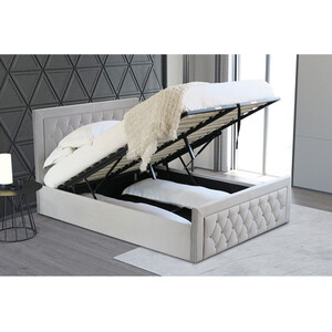 Mia Ottoman Bed - Grey / Double