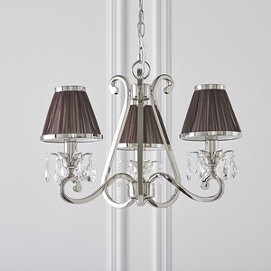 Oksana 3 Light Multi Arm Ceiling Pendant Chandelier Polished Nickel, E14