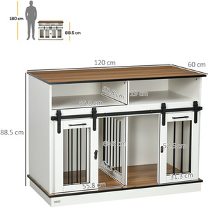 PawHut Dog Crate Furniture with Movable Divider - White by PawHut