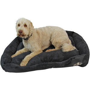 Faux Fur Dog Bed in BlackGrey XL - Black by Actiaspet