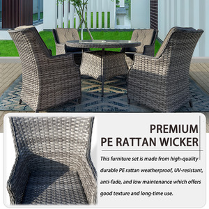 Luxury 5 Pieces Outdoor Rattan Dining Set - Grey by Furniture One