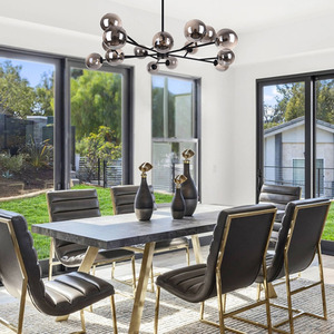 15-Light Modern Glass Bubble Chandelier - Black