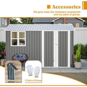 BIRCHTREE Garden Shed with Window - Grey / 10x8ft by BIRCHTREE