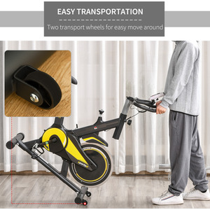 HOMCOM Upright Exercise Bike with Adjustable Resistance Seat - Black and Yellow by HOMCOM