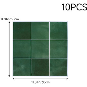 Livingandhome 10-Piece Grid Design Stick-On Wall Tiles - Light Green by Livingandhome
