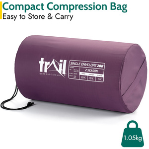 Single 200 GSM Envelope Sleeping Bag - Purple by Trail
