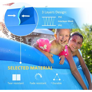 Family Sized Inflatable Pool with Hand Pump - Blue by Furnico Living Ltd