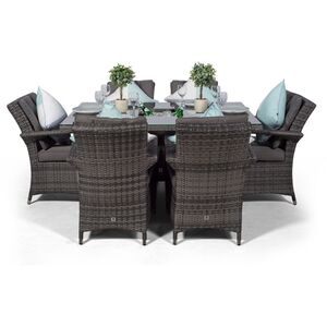 Arizona Square Rattan Patio Dining Set with Ice Bucket Drinks Cooler - Grey / 6 by Giardino