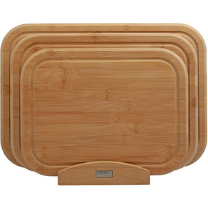 Cooks Professional 3 Piece Bamboo Chopping Board Set with Bamboo Stand - Natural by Cooks Professional