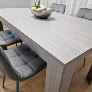 Grey Dining Table Set With 4 Grey Velvet Tufted Chairs - Grey by KOSY KOALA