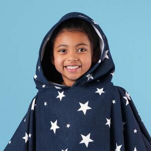 Dreamscene Star Kids Poncho Hooded Towel Childrens Girls - Navy by Dreamscene