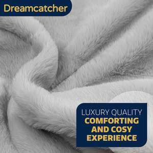 Double Faux Fur Electric Heated Throw - Light Grey by Dreamcatcher