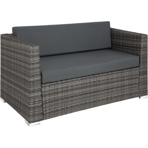 Rattan Garden Set Munich 4 Seats 1 Table - Grey by tectake