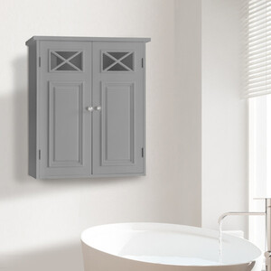 Bathroom Wall Cabinet With Two Doors - Grey by Teamson Home
