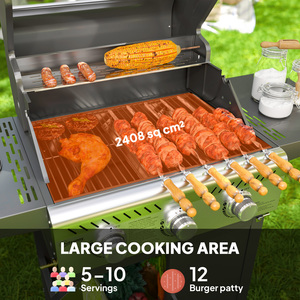 Outsunny 3 Burner Gas BBQ Trolley with See-through Lid - Black by Outsunny