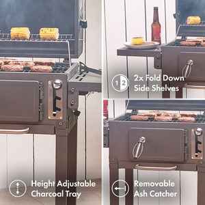 Portable Compact Charcoal BBQ - Grey by VonHaus