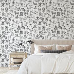 Pooches Wallpaper - White by Muriva