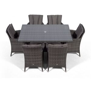 Savannah Square Rattan Patio Dining Set - Grey / 6 by Giardino