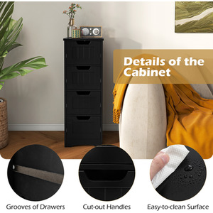 Costway Floor Storage Cabinet Bathroom Cabinet - Black by Costway