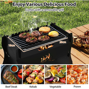 2-in-1 Camping Grill - Black by Costway