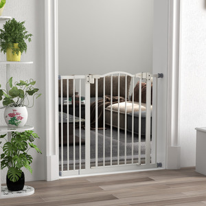 PawHut Adjustable Metal Pet Gate Safety Barrier - White / 74 - 80 cm / 94cm by PawHut