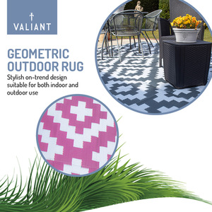 Outdoor Rug for Garden, Decking and Patio - Waterproof - Grey Geometric by Valiant